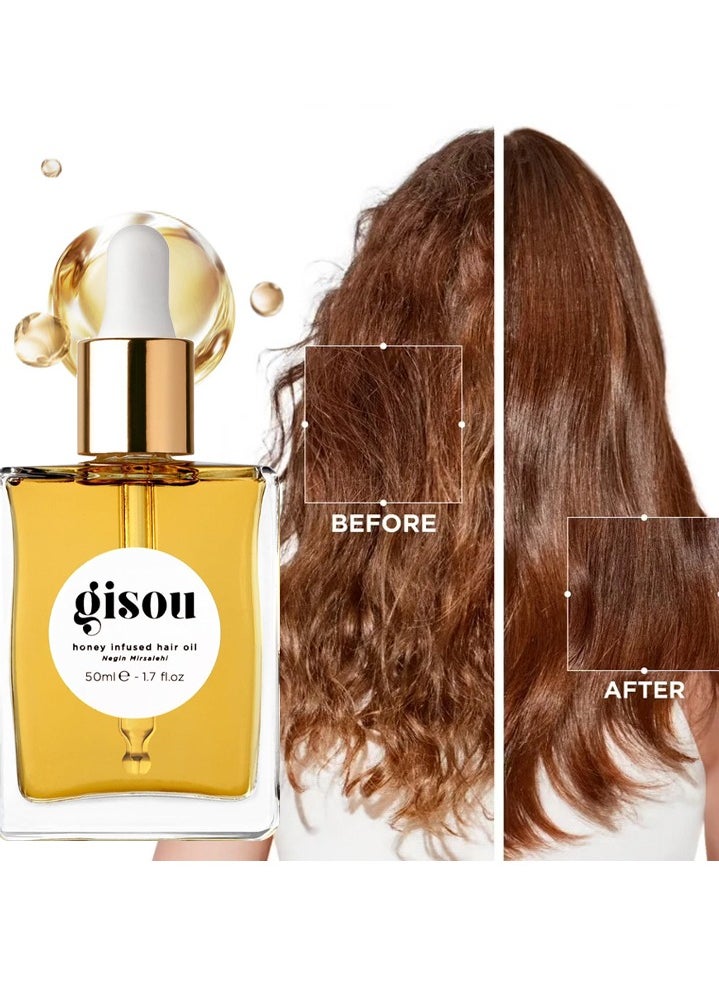 Gisou Gisou Honey Infused Hair Oil - Enriched with Mirsalehi Honey for Deep Nourishment, Hydration, Frizz Control, Heat Protection and Shine - For Damaged and Dry Hair 50ml  - Image 1