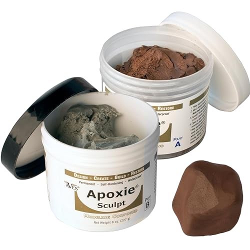 Aves Apoxie Sculpt - 2 Part Modeling Compound (A & B) - 1 Pound, Apoxie Sculpt for Sculpting, Modeling, Filling, Repairing, Simple to Use and Durable Self-Hardening Modeling Compound - Brown - Image 1