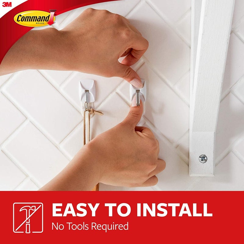 Command Small Wire Toggle Hooks, Damage Free Hanging Wall Hooks with Adhesive Strips, No Tools Wall Hooks for Hanging Organizational Items in Living Spaces, 16 White Hooks and 24 Strips - Image 4