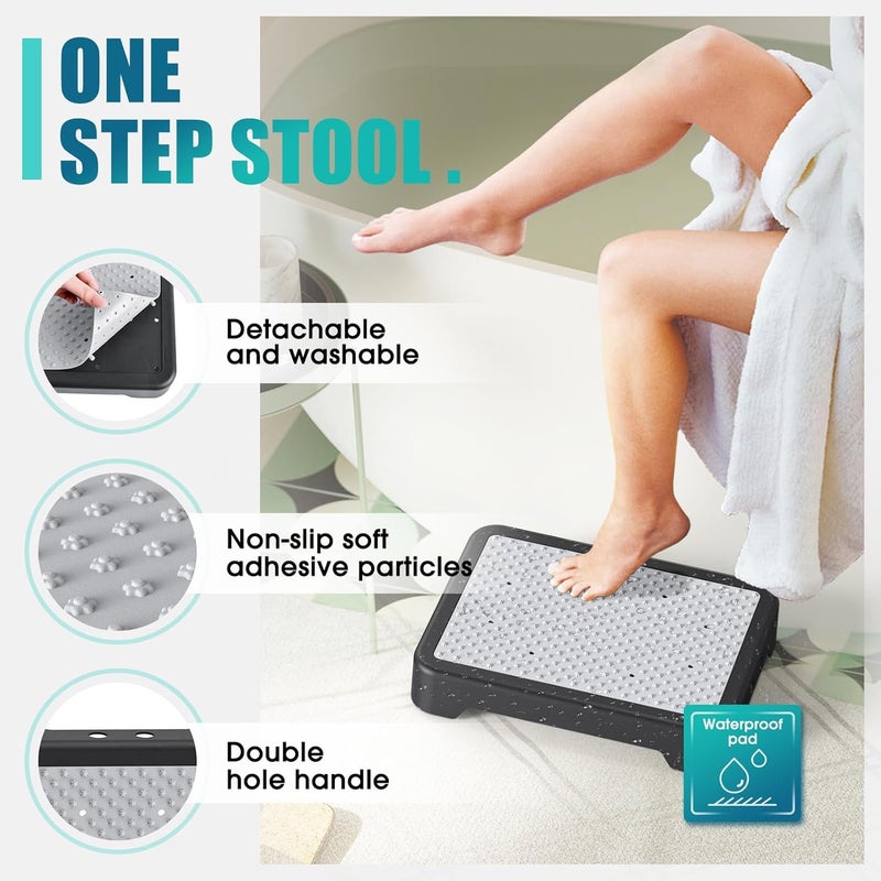 SPACELEAD Mobility Step Stool for Adults & Seniors, Indoor/Outdoor Portable Stair Assist, Anti-Slip Bathroom Step Stool, Platform Step for Kitchen, Office, and Bedroom, 600lbs Capacity, Black-Gray - Image 4