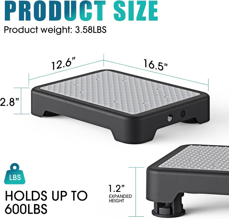 SPACELEAD Mobility Step Stool for Adults & Seniors, Indoor/Outdoor Portable Stair Assist, Anti-Slip Bathroom Step Stool, Platform Step for Kitchen, Office, and Bedroom, 600lbs Capacity, Black-Gray - Image 2