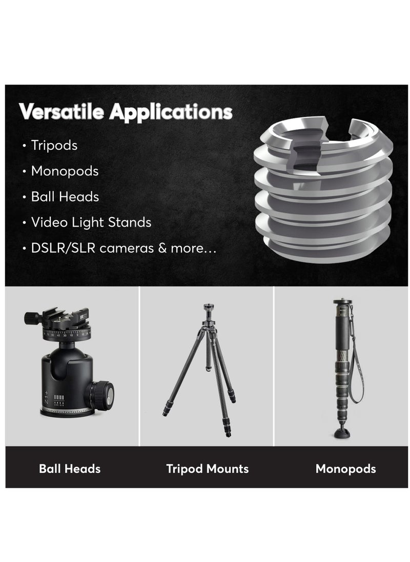 3/8" to 1/4" Bushing Convert Screw Adapter Tripod Ballhead Reducer, 1/4" to 3/8" Camera Convert Screw Adapter Mount for Tripod, Monopod, Ballhead, Video Light Stand & DSLR SLR cameras, Stainless Steel - Image 4