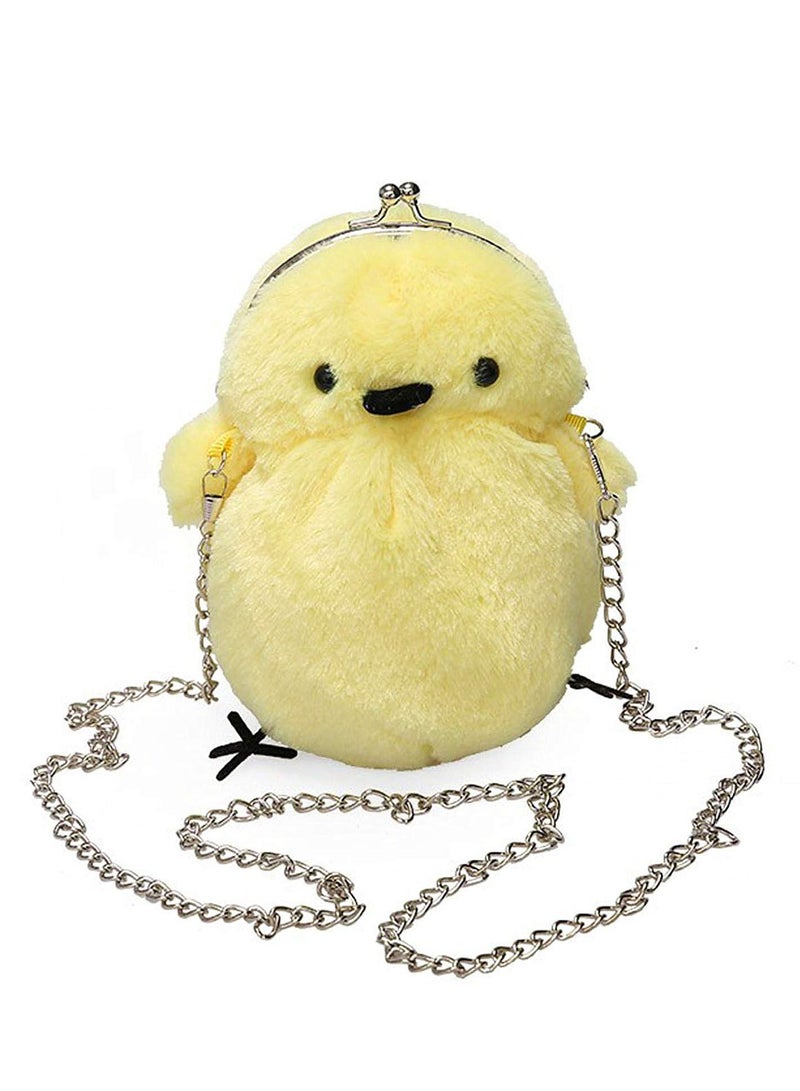 SYOSI Women Cute Plush Crossbody Bag, Cute Chick Purse Crossbody Fluffy Fur Coin Wallet Chain Pouch, Chic Small Shoulder Purse Cell Phone Wallet for Girls Yellow  - Image 1