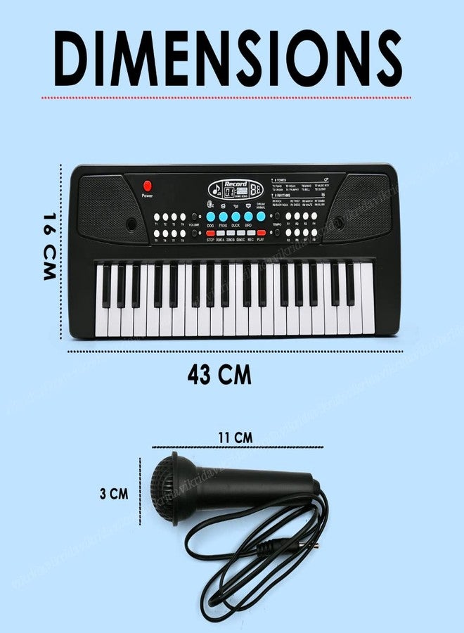 VikriDA 37-Key Electronic Piano Keyboard for Kids | Musical Keyboard with 8 Tones, 8 Rhythms, 4 Percussions & Power Option - Black - Image 3