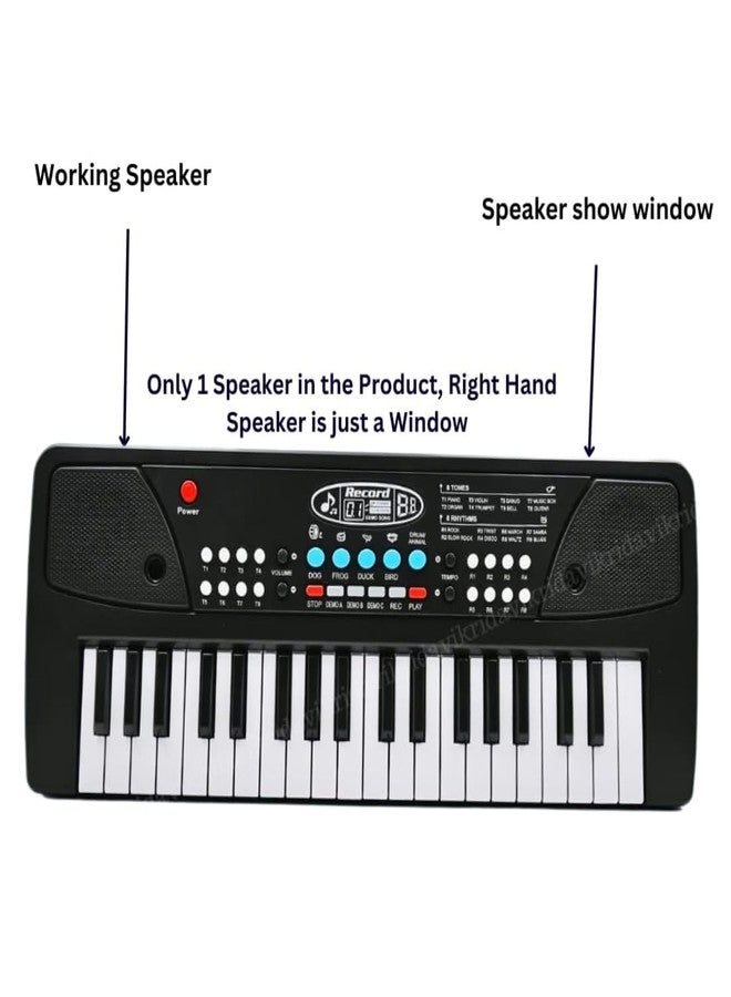 VikriDA 37-Key Electronic Piano Keyboard for Kids | Musical Keyboard with 8 Tones, 8 Rhythms, 4 Percussions & Power Option - Black - Image 2