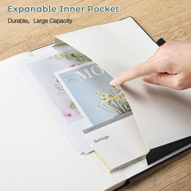 MaleDen Lined Journal Notebook, 8.5" x 11" Hardcover Leather Notebook for Work, Wide Ruled Notebook Journal for Women Men, 192 Thick Paper, Lay Flat, 2 Pockets, A4 Large Journals for Writing, Green Journal - Image 4