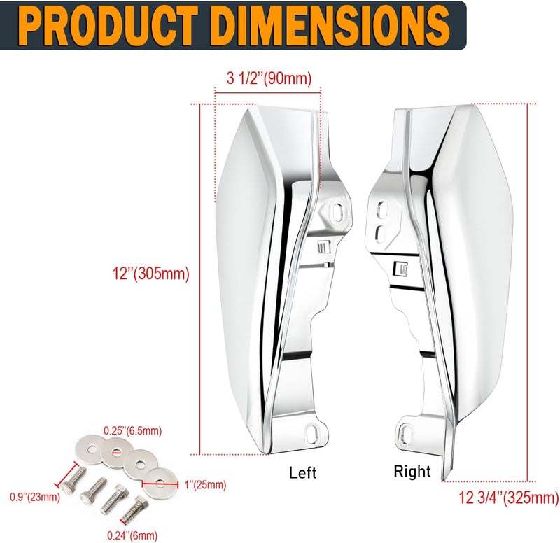 PBYMT Mid Frame Air Deflectors Heat Shield Compatible for Harley Touring Road King Street Electra Glide 2009-later Also Compatible with Models Equipped with Coolflow Fan(Chrome) - Image 2