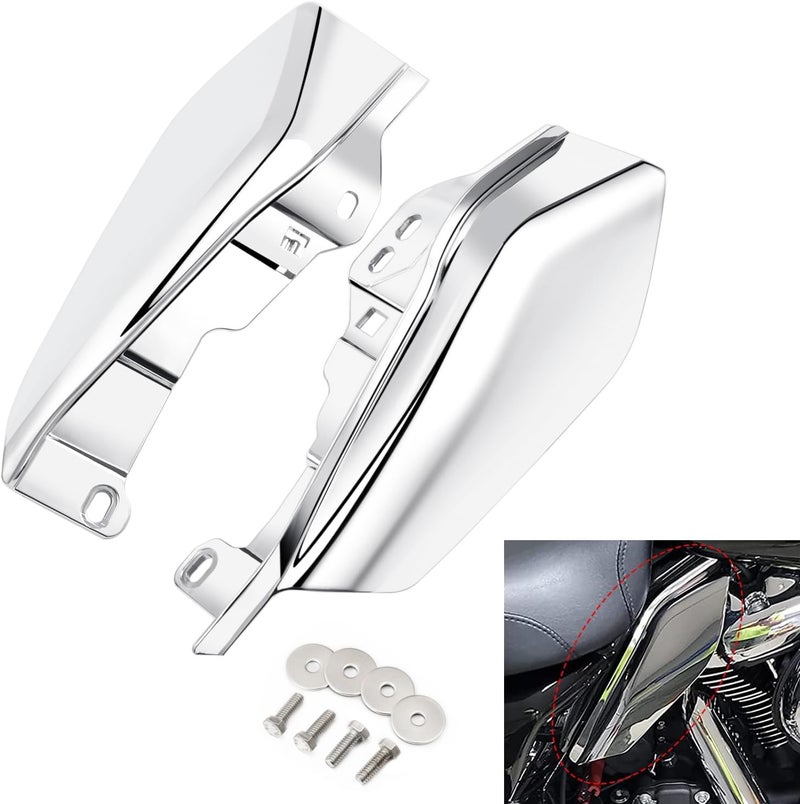 PBYMT Mid Frame Air Deflectors Heat Shield Compatible for Harley Touring Road King Street Electra Glide 2009-later Also Compatible with Models Equipped with Coolflow Fan(Chrome) - Image 1