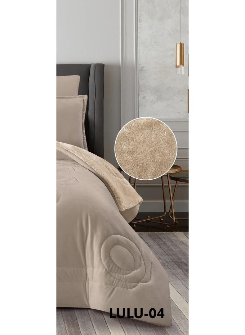 ريد روز مفرش سرير نفرين ملكي شتوي فخم بتصميم منقوش من المخمل الناعم والفرو ليمنحك الدفئ - Image 4