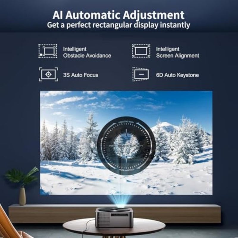 Projector-4K [1200 ANSI/Netfiix Officially Licensed/Dolby Audio]Smart Projector with WiFi6 and Bluetooth, 3D Stereo Sound and AI Auto Focus, Outdoor Movie Projector, MAX 300''Display - Image 4