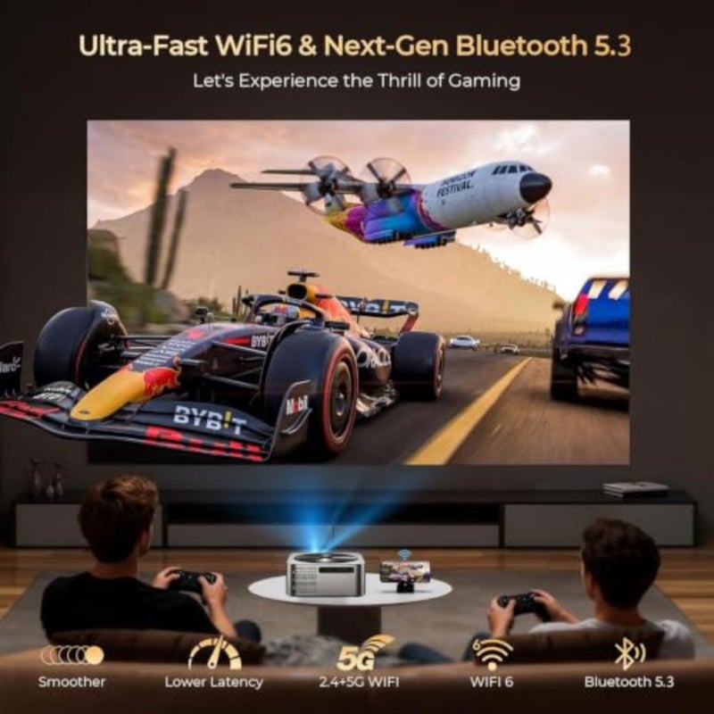Projector-4K [1200 ANSI/Netfiix Officially Licensed/Dolby Audio]Smart Projector with WiFi6 and Bluetooth, 3D Stereo Sound and AI Auto Focus, Outdoor Movie Projector, MAX 300''Display - Image 5