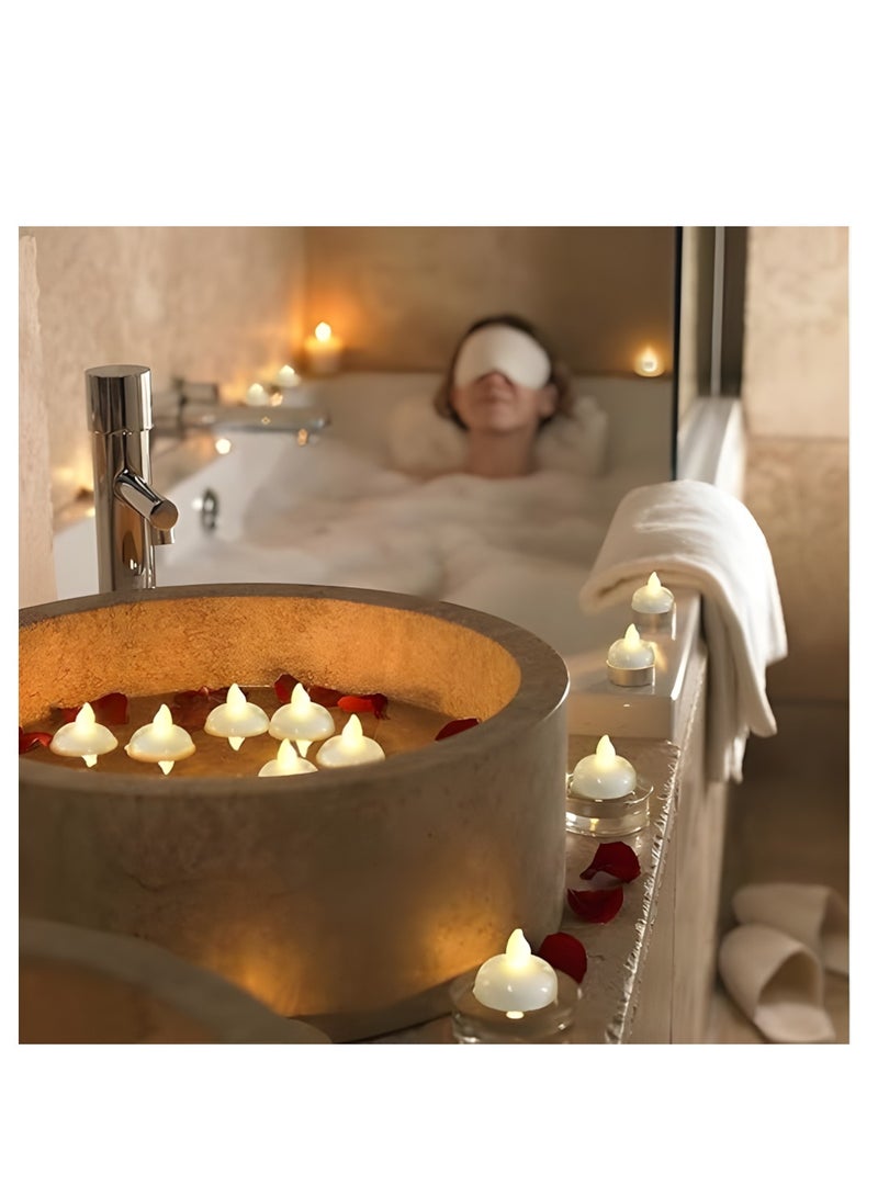 Vergali Floating Candles, 12Pcs Waterproof Flameless Floating Tealights, LED Flameless Tealight Candles, LED Lamp Decoration for Bathroom, Restaurant, Table,Wedding, Party, Festival,Celebration (Warm White) - Image 4