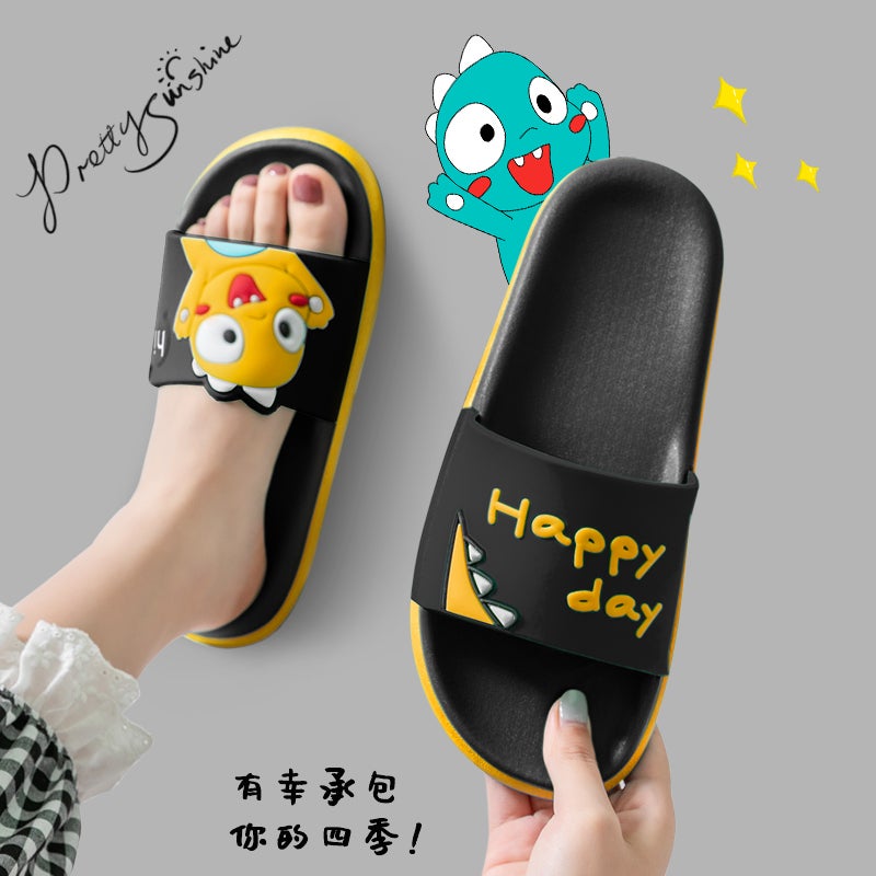 2024 New Dinosaur Pattern Anti-Slip PVC Slippers - Thick Sole Hollow-Out Slides for Home Bathroom Men Women - Image 1