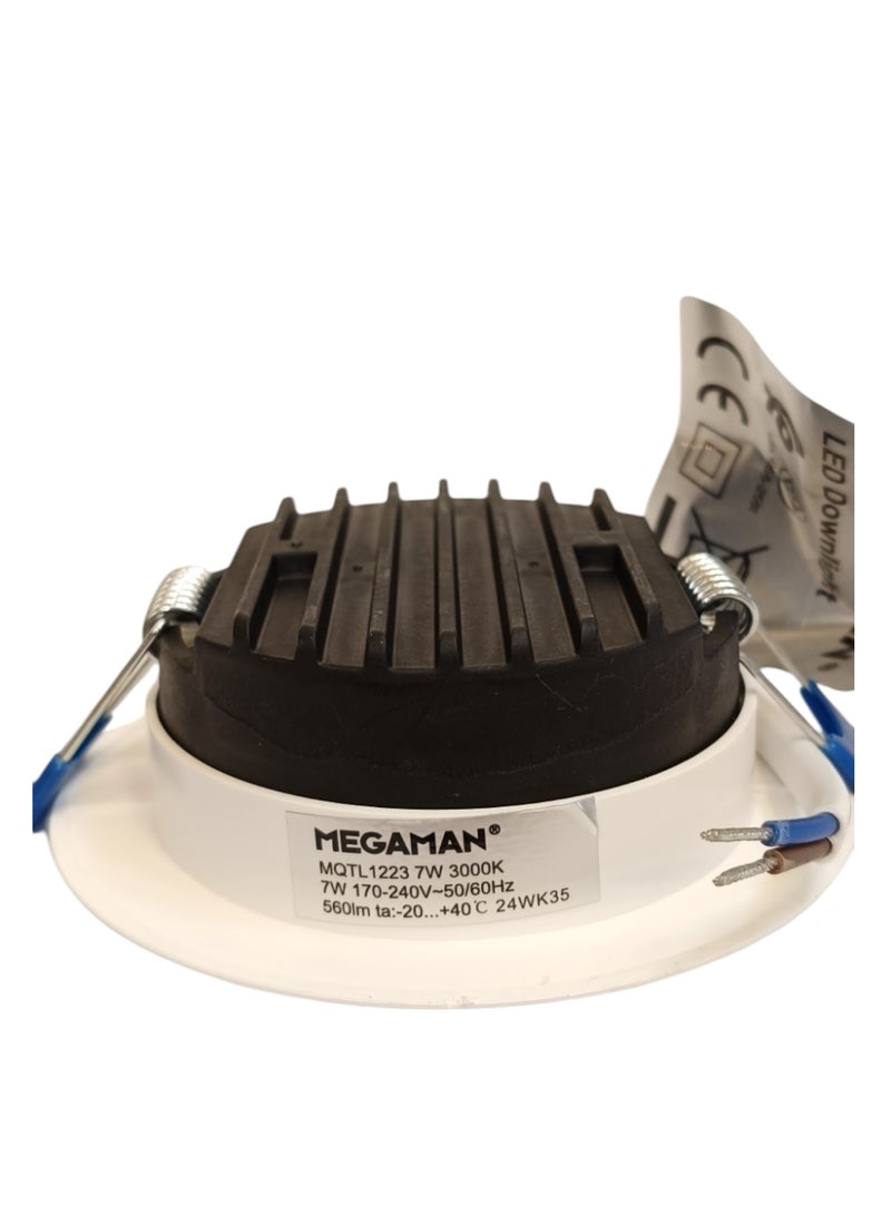 ميجامان Megaman Recessed 7W LED Downlight - Warm White(3000K) - Image 4