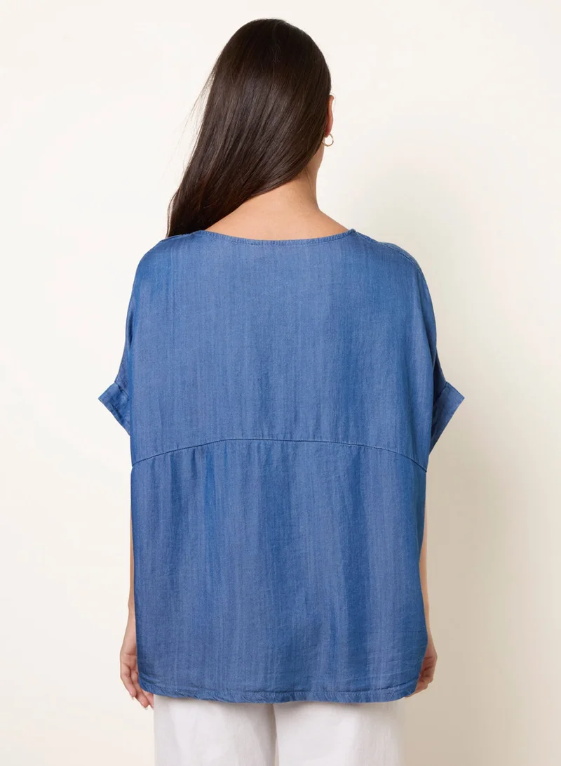 Blue Vanilla Mid Denim Wash Top