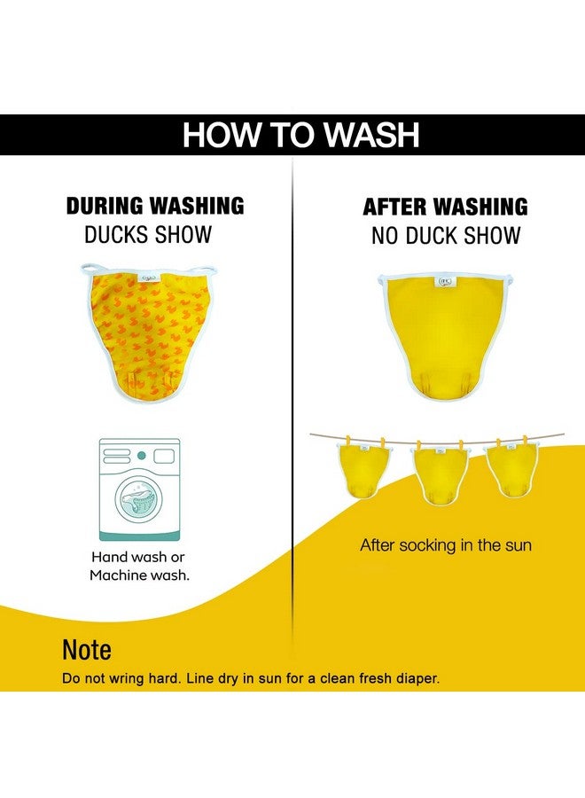 AHC Magic Nappy | Colour Changing Nappy| Freesize 0-12 Months | Cloth Diaper/Nappy/Langot | Nappy Changes Its Colour When Baby Pee | Ultra Soft | Pack Of 5 | Duck Design | Limited Edition - Image 4