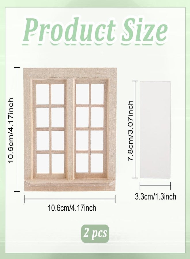 FREEBLOSS 2pcs Wooden Dollhouse Windows Miniature Furniture Set Dollhouse Building Supplies Doll House Furniture and Accessories Set Model Decoration - Image 3