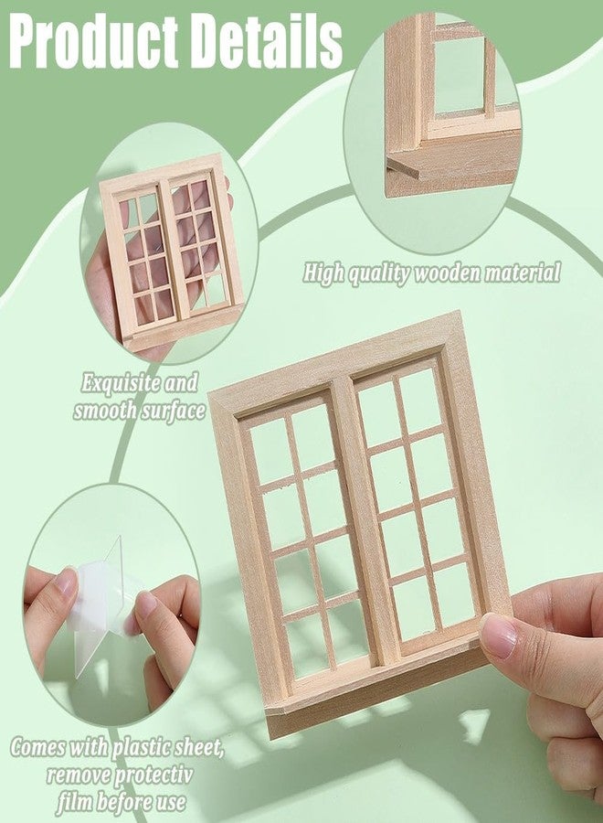 FREEBLOSS 2pcs Wooden Dollhouse Windows Miniature Furniture Set Dollhouse Building Supplies Doll House Furniture and Accessories Set Model Decoration - Image 4