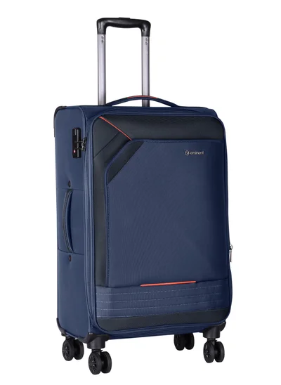 eminent Expandable Luggage Trolley Bag Soft Suitcase for Unisex Travel Polyester Shell Lightweight with TSA lock Double Spinner Wheels E777SZ Large Checked 28 Inch Navy Blue