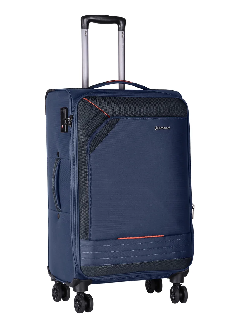 eminent Expandable Luggage Trolley Bag Soft Suitcase for Unisex Travel Polyester Shell Lightweight with TSA lock Double Spinner Wheels E777SZ Large Checked 28 Inch Navy Blue