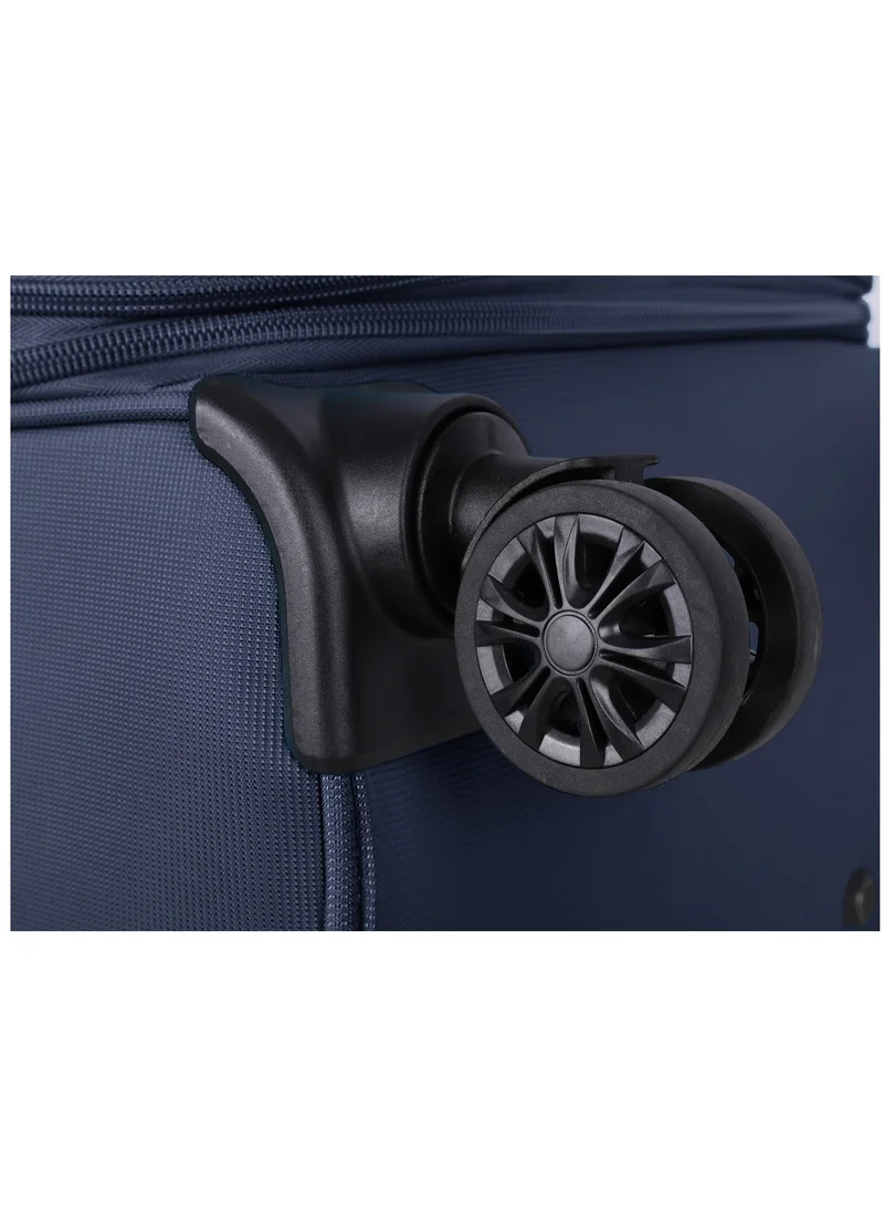 eminent Expandable Luggage Trolley Bag Soft Suitcase for Unisex Travel Polyester Shell Lightweight with TSA lock Double Spinner Wheels E777SZ Large Checked 28 Inch Navy Blue