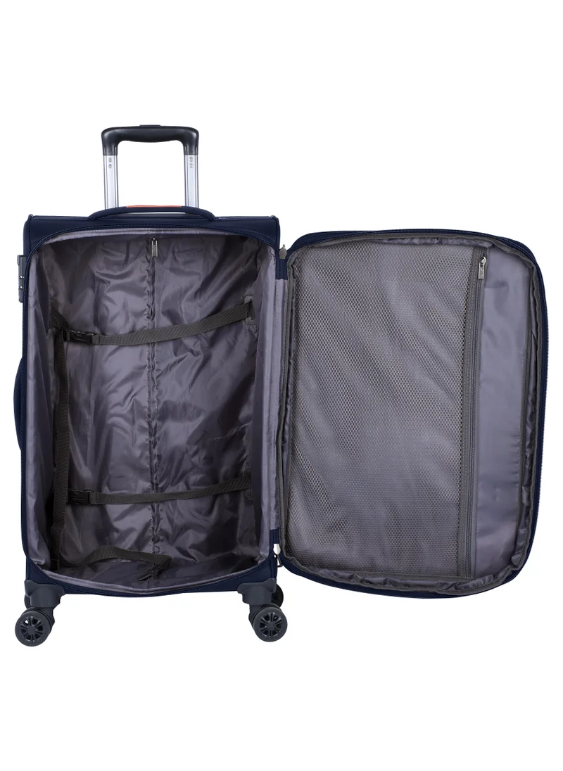 eminent Expandable Luggage Trolley Bag Soft Suitcase for Unisex Travel Polyester Shell Lightweight with TSA lock Double Spinner Wheels E777SZ Large Checked 28 Inch Navy Blue