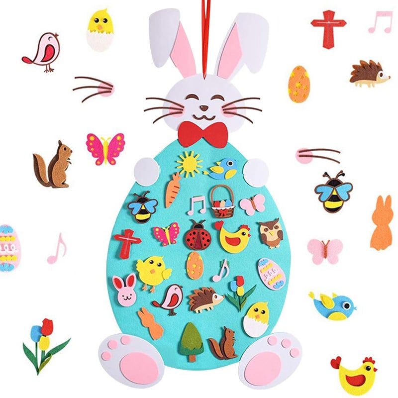 Hying Easter DIY Felt Rabbit Set - Bunny Craft Kits With Detachable Ornament, Happy Easter Chick Eggs for Wall Hanging, Home Party Decoration Supplies - Image 1