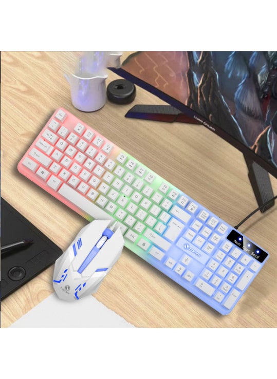 Generic - Boston Floating RGB Backlit USB Keyboard Mouse ComboLimei GTX350 set White Limei GTX350 set White - Image 1