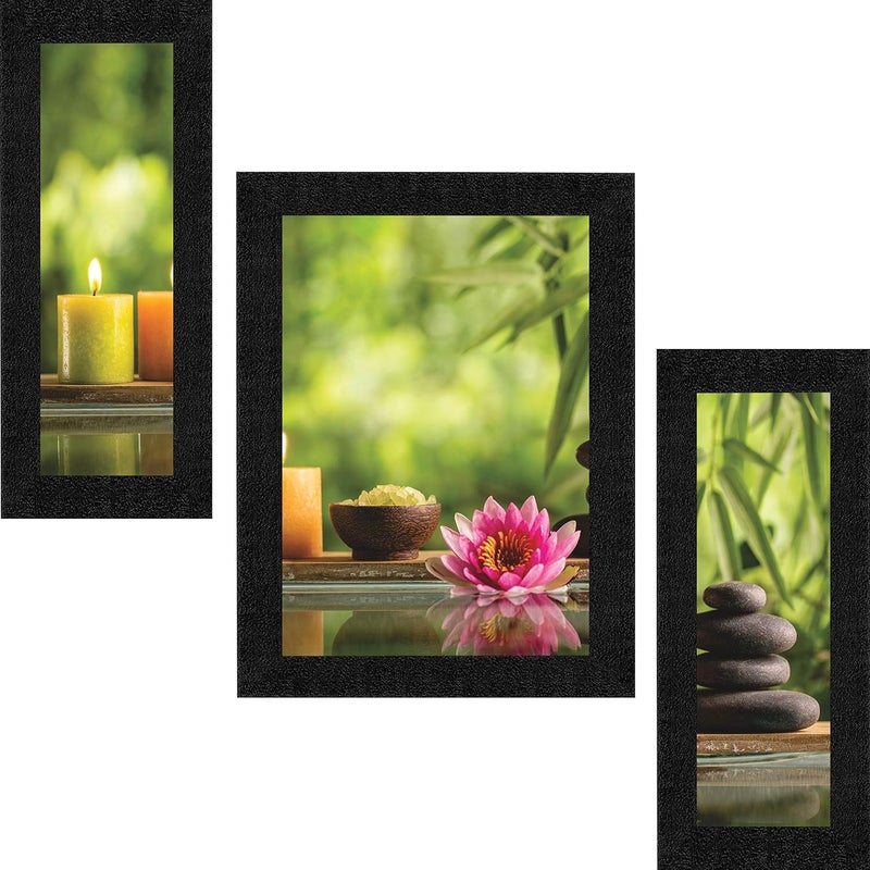 SAF SAF paintings Synthetic Landscapes Framed Painting, Lotus, 22.5 x 13.5 inch-Multicolour SANFSA9187  - Image 1
