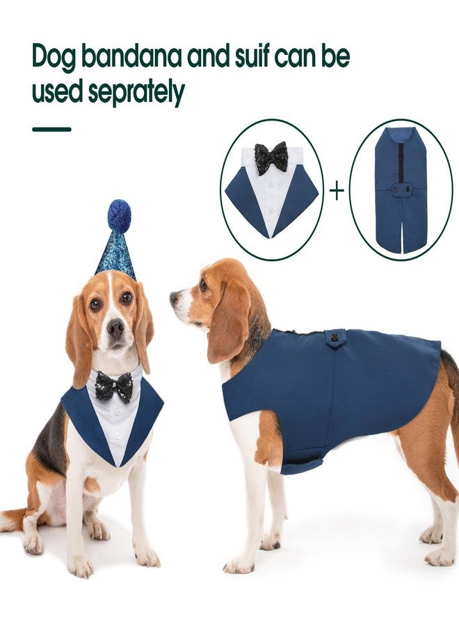 Kuoser Dog Tuxedo Dog Suit and Bandana Set, Dogs Tuxedo Wedding Party Suit, Doggy Prince Bow Tie Shirt Formal Pet Wedding Attire for Large Medium and Small Dogs Golden Retriever Samo Bulldogs - Image 3