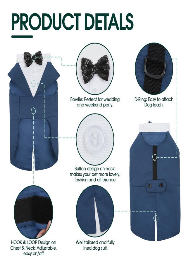 Kuoser Dog Tuxedo Dog Suit and Bandana Set, Dogs Tuxedo Wedding Party Suit, Doggy Prince Bow Tie Shirt Formal Pet Wedding Attire for Large Medium and Small Dogs Golden Retriever Samo Bulldogs - Image 4