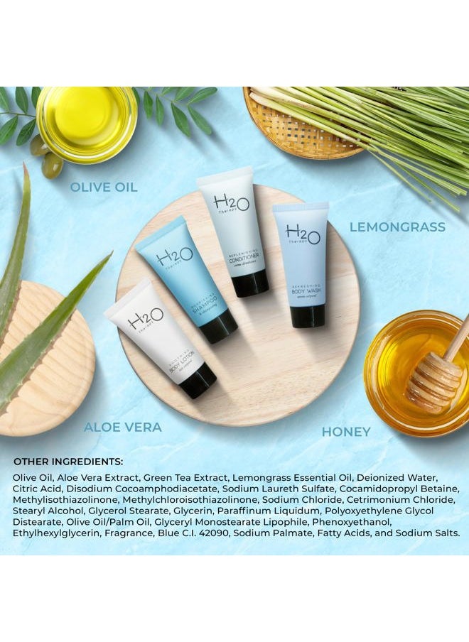 Terra Pure H2O Therapy Hotel Soaps & Toiletries Bulk Set | 1-Shoppe Amenities Kit | 0.85oz Shampoo & Conditioner, Body Wash, Lotion | Travel Size | 80 Pieces  - Image 3