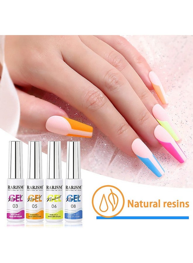 RARJSM Painted Nail Polish Set 12 Colors Neon Pink Yellow Green Glitter Silver Gold Nail Art Painting Manicure Tools Diy Drawing Nail Gel For Line Uv Led Required - Image 4