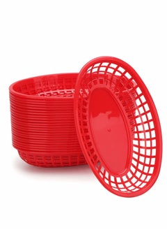 Y&D Bread Baskets, Reusable Oval Plastic Food Serving Microwave& Dishwasher Safe Grade Tray for Party Picnic BBQ Burger Fries Sandwiches 9.4" x 5.9" 24pcs  - Image 1