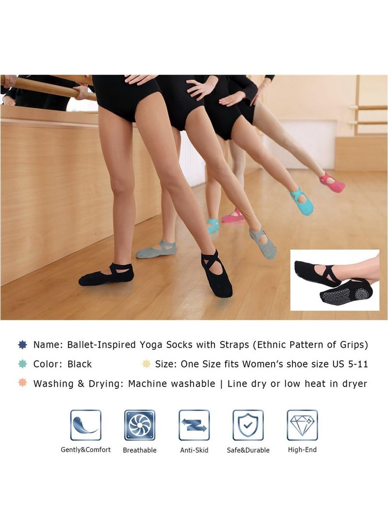 Fanski Fanski Yoga Socks for Women Non-Slip Grips And Straps, Ideal For Pilates, Pure Barre, Ballet, Dance, Barefoot Workout - Image 2