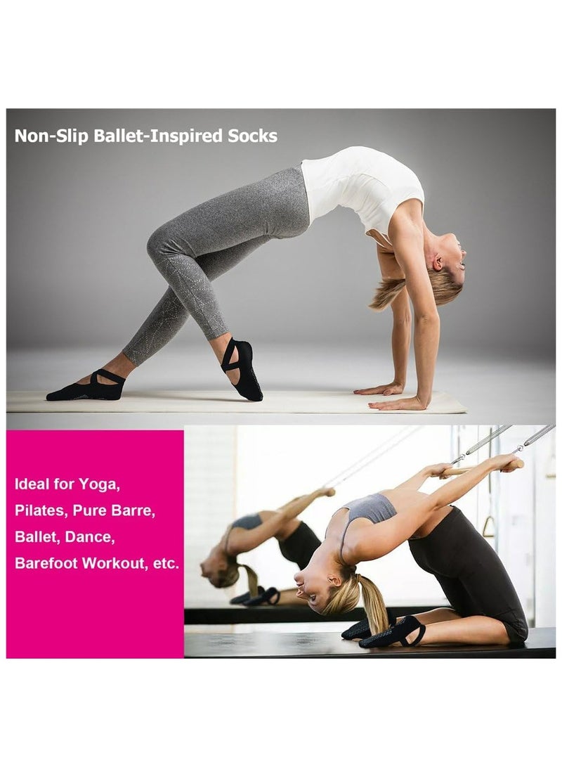 Fanski Fanski Yoga Socks for Women Non-Slip Grips And Straps, Ideal For Pilates, Pure Barre, Ballet, Dance, Barefoot Workout - Image 3