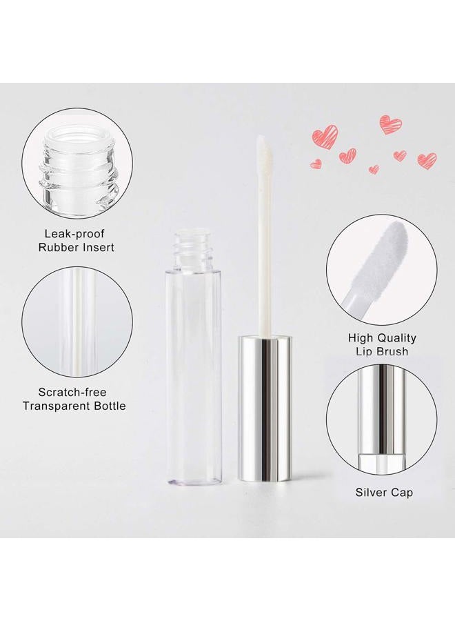 GTHER 10PCS 10ML Empty Lip Gloss Containers Tube with Wand, Refillable Lip Balm Bottles, Lipstick Sample Container and Funnel and Rubber Stoppers for Girls DIY Lip Samples, Silver Top - Image 5