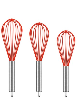 Silicone Whisk Set 8"+10"+12", (Upgraded) Wire Kitchen Whisks for Cooking, Blending, Whisking, Beating, Stirring, Red - pzsku/Z49AFF48BB32CCE7A0EC5Z/45/_/1681697611/8692fe7f-483d-4b7f-a883-e92d134ddef0