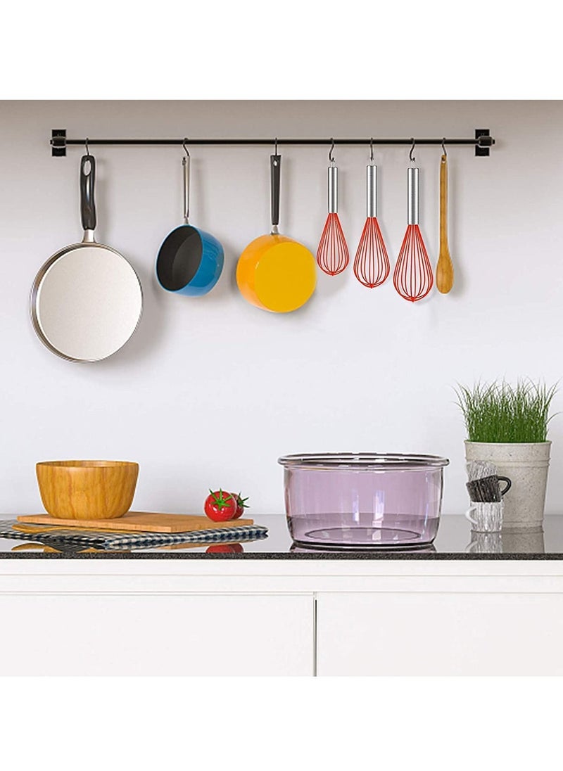 Silicone Whisk Set 8"+10"+12", (Upgraded) Wire Kitchen Whisks for Cooking, Blending, Whisking, Beating, Stirring, Red