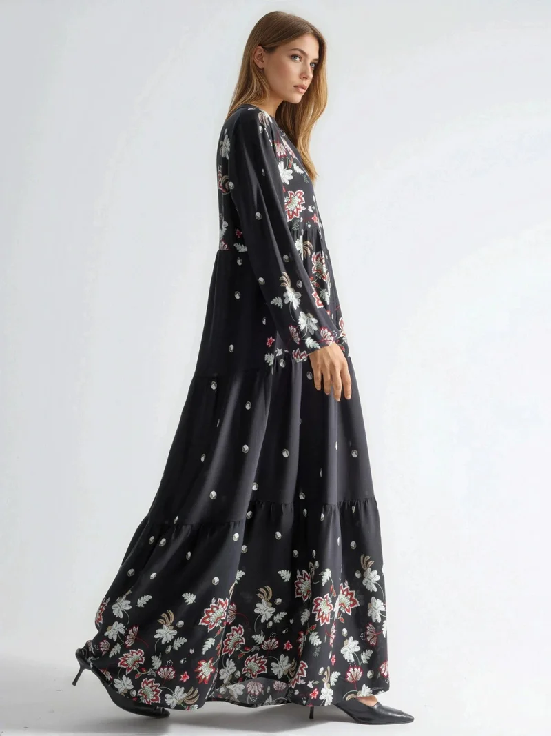 HICCUP Patterned V-Neck Maxi Dress