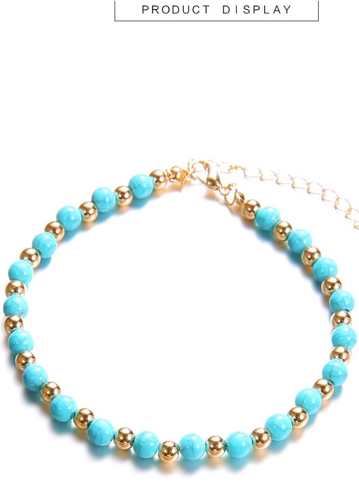 Generic Women's Girls Anklets Turquoise Hollow Flower Beach Foot Beads Chain Retro Women's Anklet  - Image 1