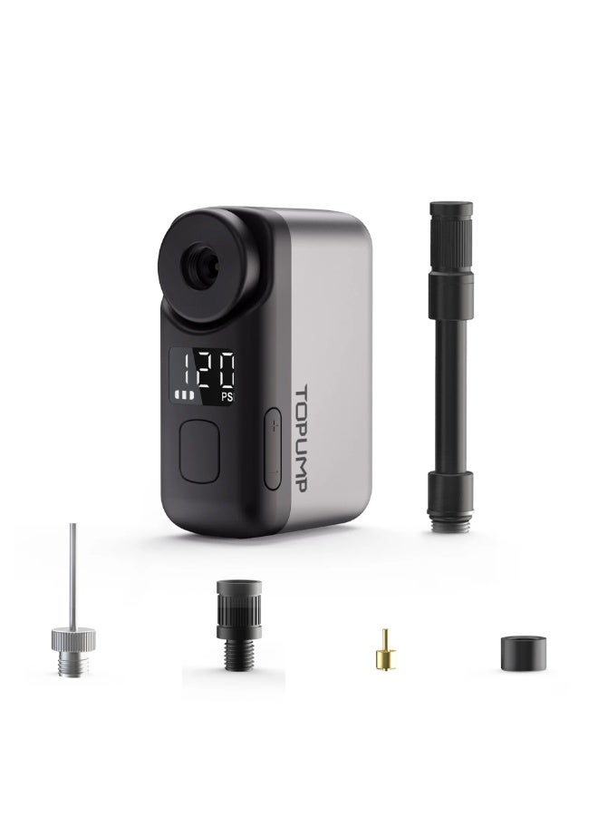 توبمب مضخة إطارات دراجة صغيرة مع مقياس TB2 Pro، مضخة هواء كهربائية محمولة للدراجات 120 رطل لكل بوصة مربعة، إيقاف تلقائي، بطارية قابلة لإعادة الشحن من النوع C مع صمام بريستا وشريدر - Image 1