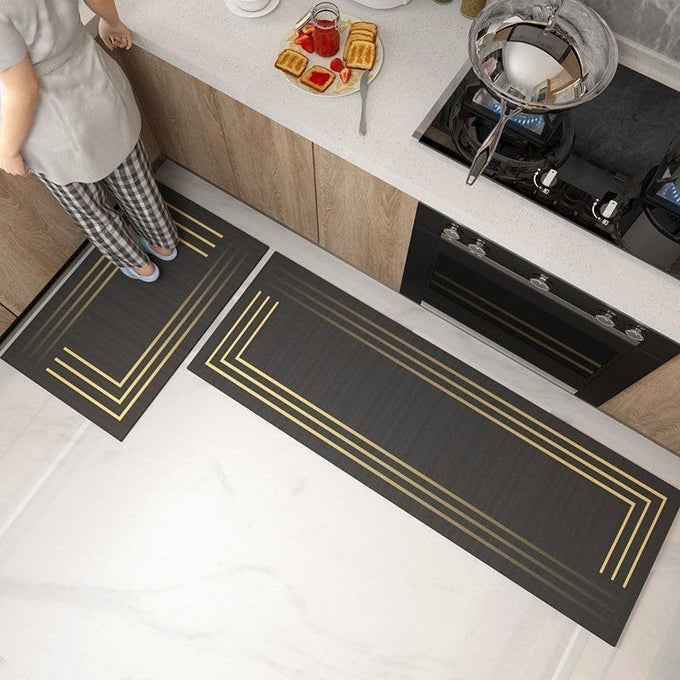 2 PCS NON-SLIP & SUPER ABSORBENT KITCHEN FLOOR RUGS, BATH MAT RUG FOR BATHROOM, NO STAINS QUICK DRY FLOOR MAT WASHABLE-THIN BATHROOM RUGS FIT UNDER DOOR (120 * 40 CM, 40 * 60 CM)