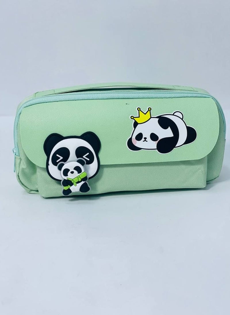 Pencil case made of fabric with a leather face, 1 zipper - Image 1