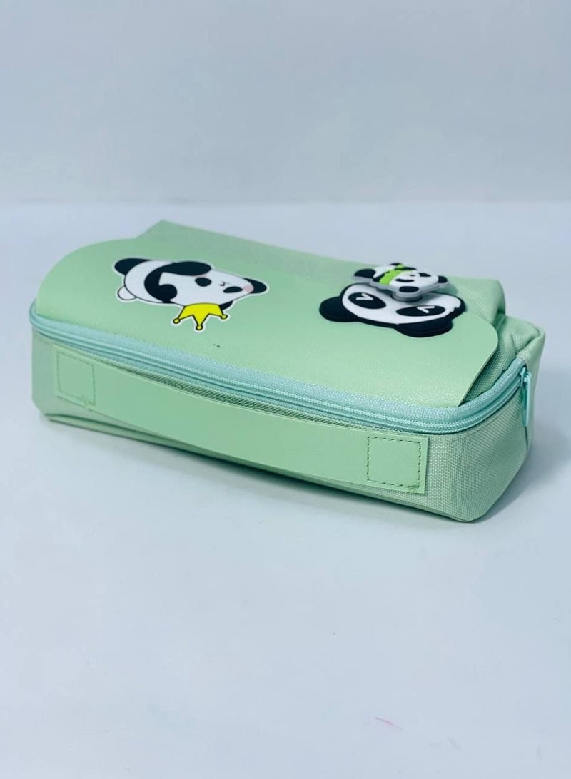 Pencil case made of fabric with a leather face, 1 zipper - Image 3