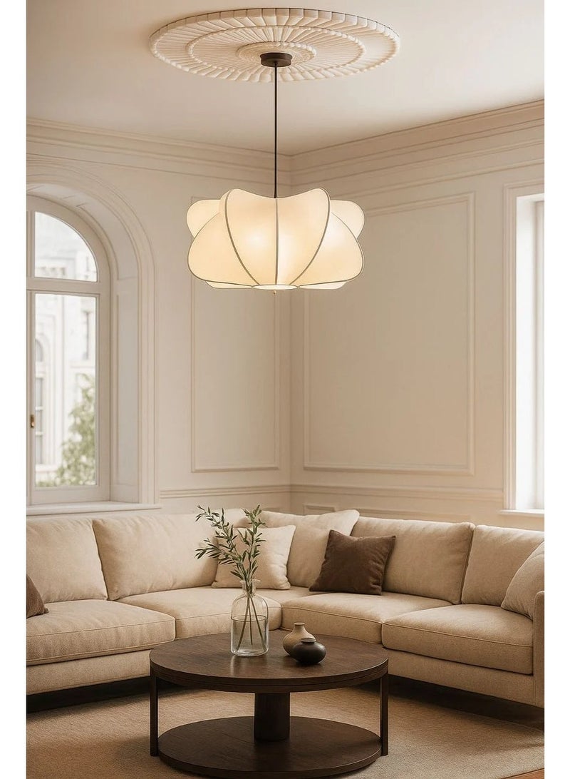 Luxury Silk Chandelier with a Flowing Design and Internal Metal Structure for Soft, Warm Lighting in Bedrooms and Living Rooms - Image 1