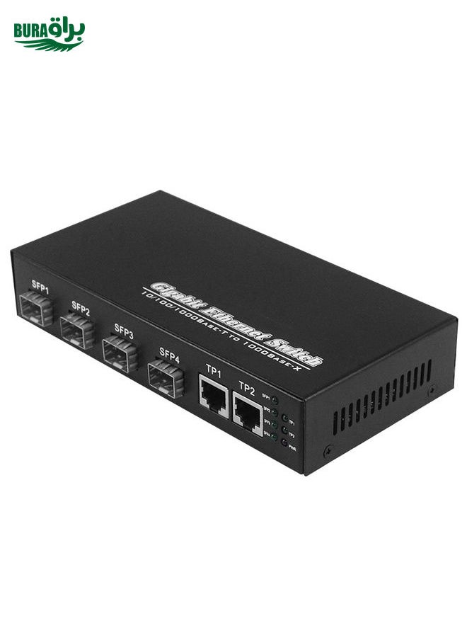 BURAQ 2 x 10/100/1000 RJ45 Port & 4 x 1000M SFP Port Fiber Optic Switch  - Image 4