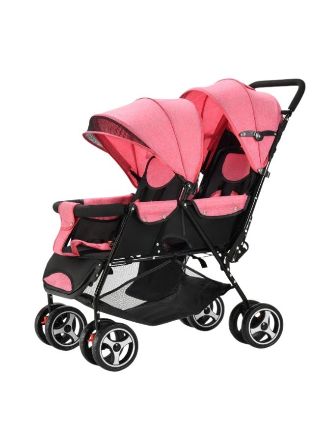 turtees turtees Baby Twin Stroller – Easy-Fold Tandem Baby Trolley – Double Stroller for Infant & Toddler – Reclining Pushchair, Adjustable Canopy, 5-Point Harness – 0m+, Up to 15kg  - Image 1