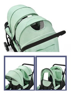 turtees turtees Baby Twin Stroller – Easy-Fold Tandem Baby Trolley – Double Stroller for Infant & Toddler – Reclining Pushchair, Adjustable Canopy, 5-Point Harness – 0m+, Up to 15kg  - Image 5