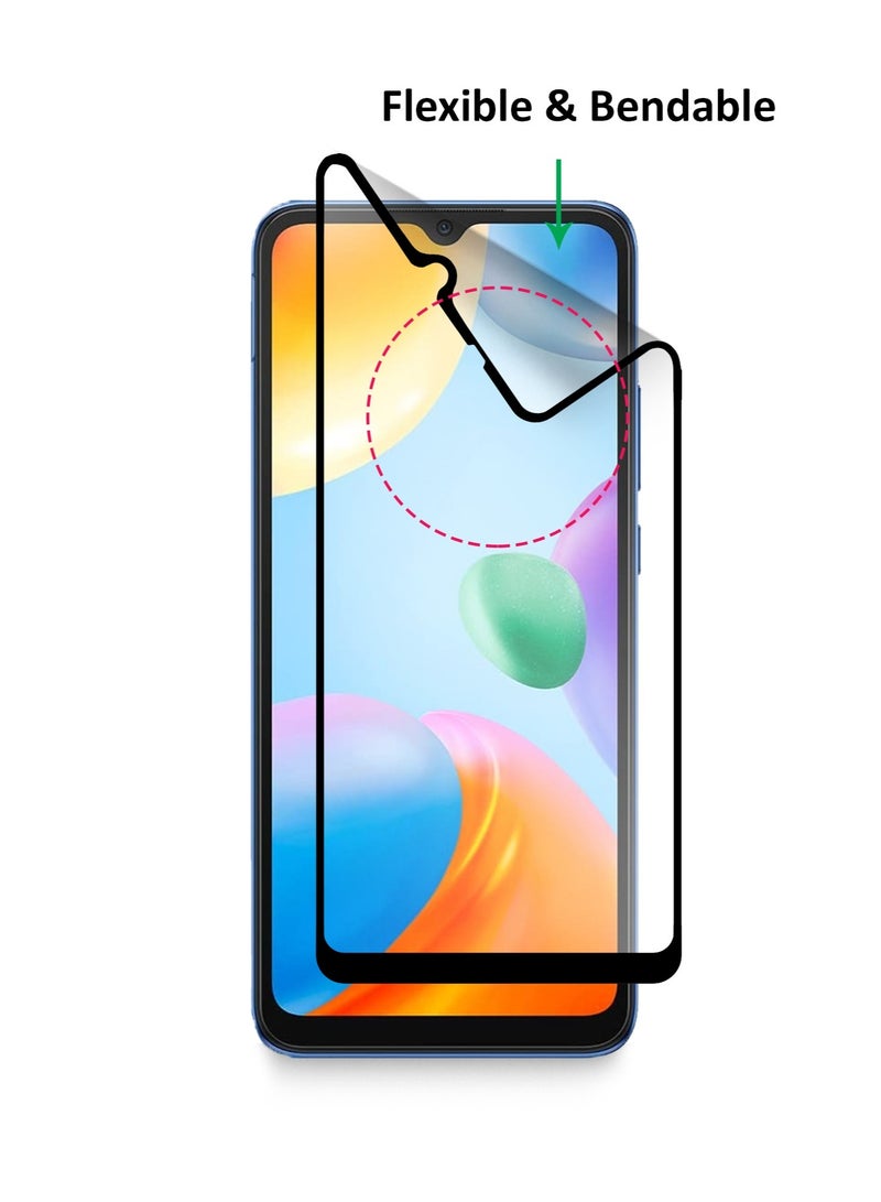 دبليو تيك حامية الشاشة الكاملة بحماية مثالية من نوع 9D مات من السيراميك لجهاز Xiaomi Redmi 10C 4G / Redmi C40 4G (MSCNMN) - شفاف / أسود - Image 5